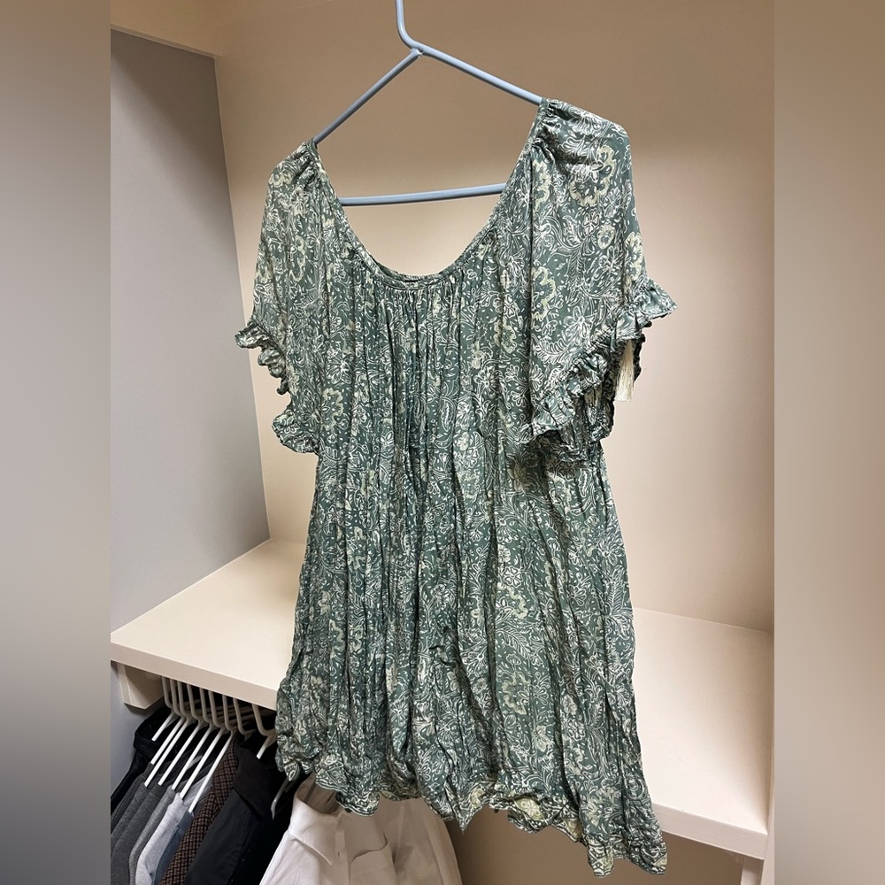Natalie Martin green and white mini dress / beach cover up